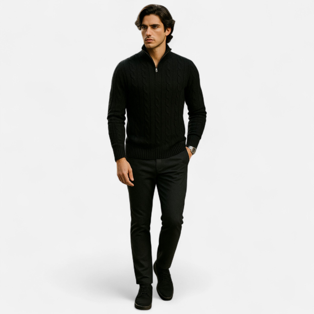 Loravene | Men’s Half Zip Jumper High-Neck Classic Style