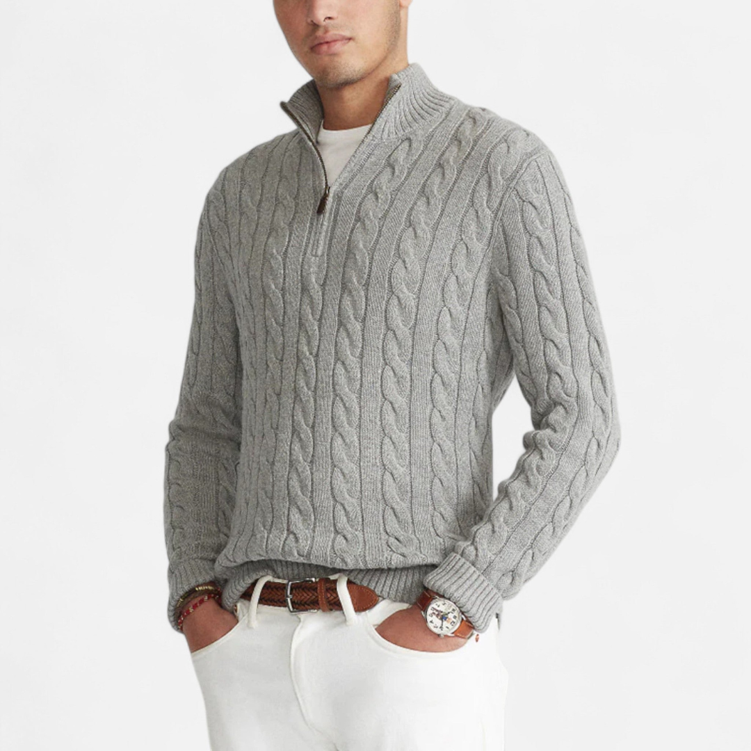 Loravene | Men’s Half Zip Jumper High-Neck Classic Style
