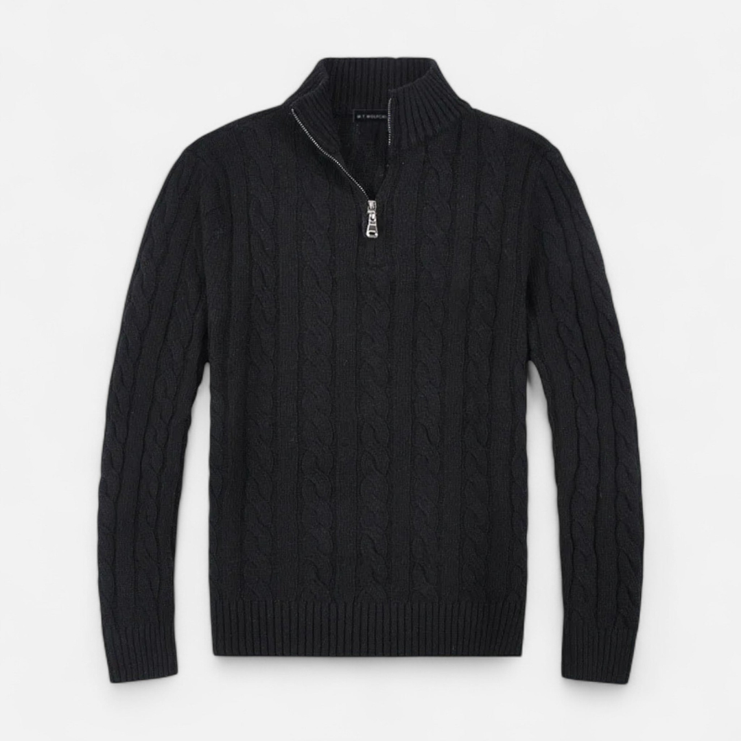 Loravene | Men’s Half Zip Jumper High-Neck Classic Style