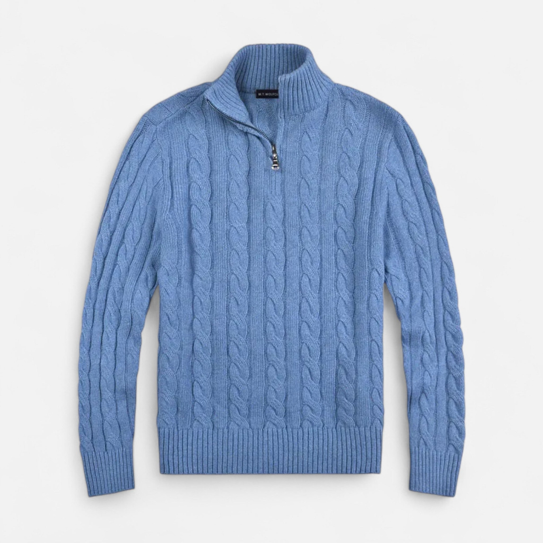 Loravene | Men’s Half Zip Jumper High-Neck Classic Style