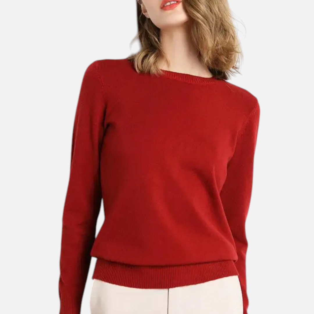 Loravene | Women’s Merino Wool Crew Neck Jumper Slim Fit