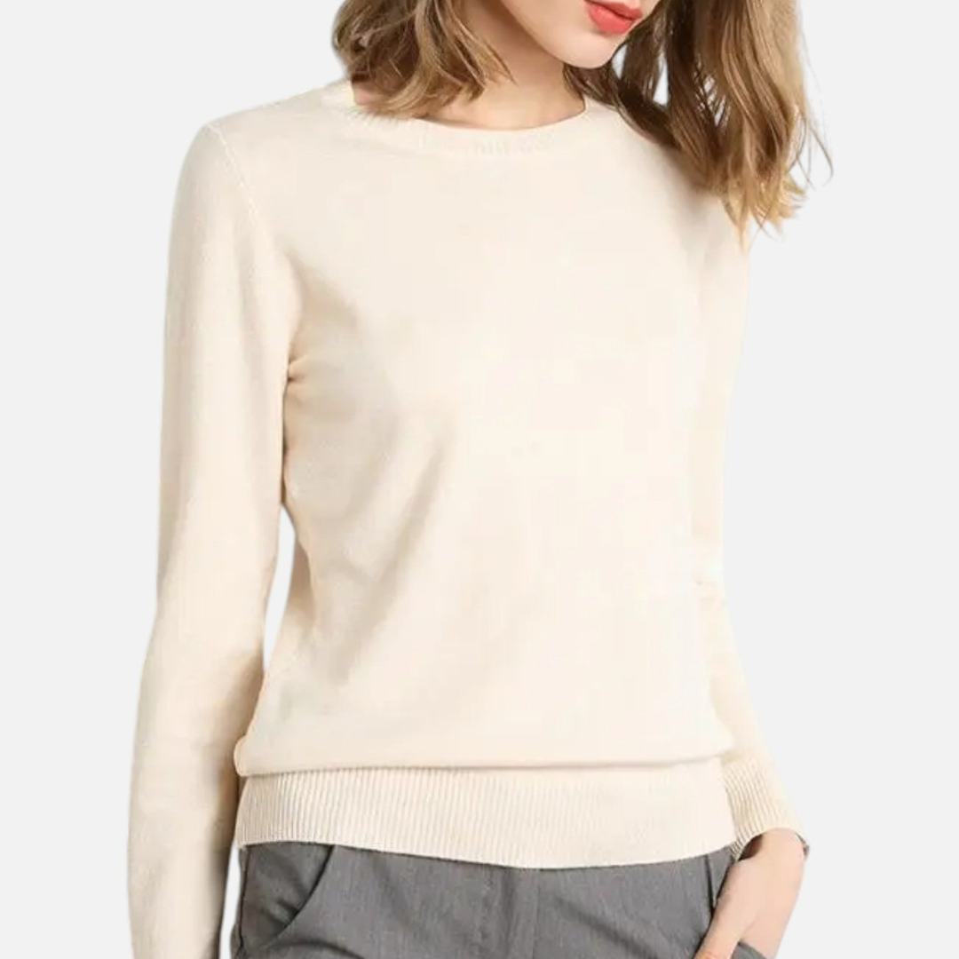 Loravene | Women’s Merino Wool Crew Neck Jumper Slim Fit