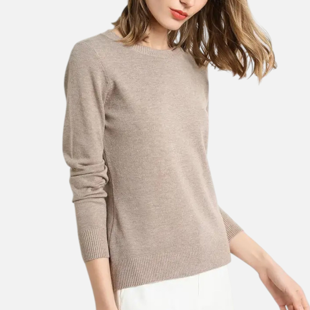 Loravene | Women’s Merino Wool Crew Neck Jumper Slim Fit