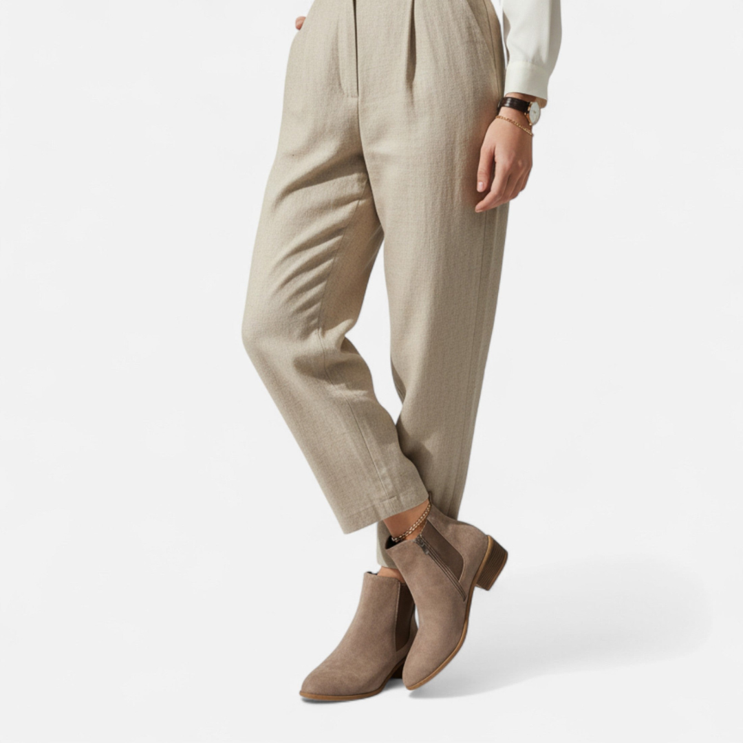 Loravene | Women’s Suede Chelsea Boots - Elegant Mid Heel Design