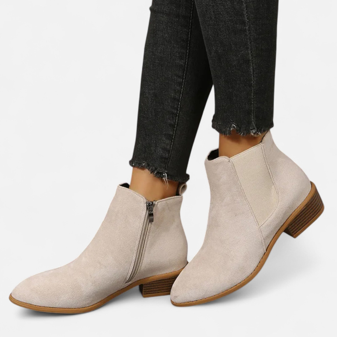 Loravene | Women’s Suede Chelsea Boots - Elegant Mid Heel Design