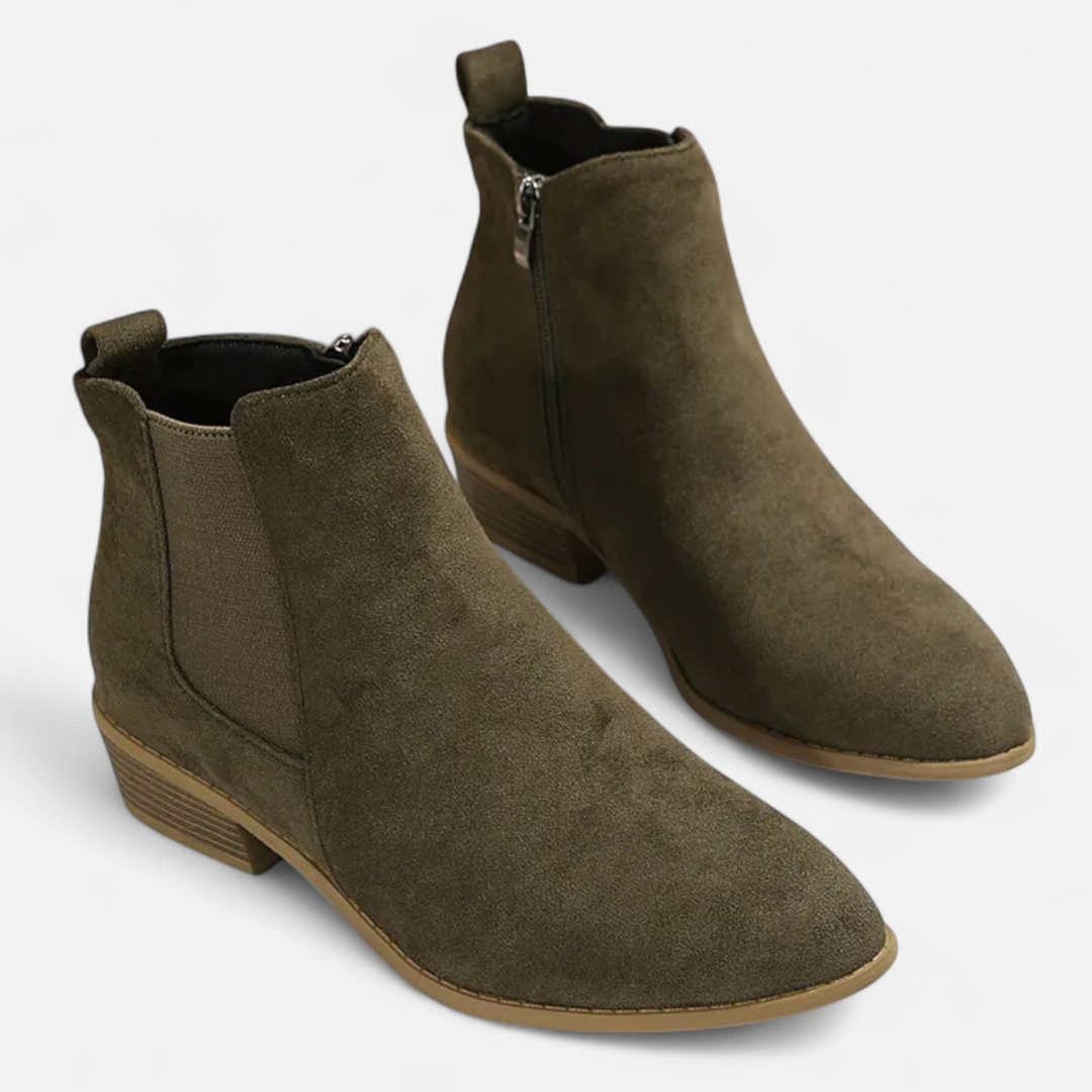 Loravene | Women’s Suede Chelsea Boots - Elegant Mid Heel Design