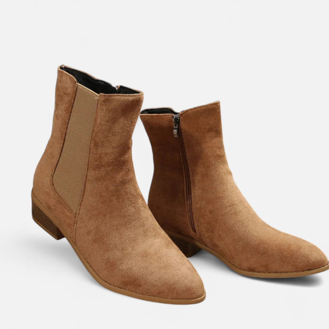 Loravene | Women’s Suede Chelsea Boots - Elegant Mid Heel Design