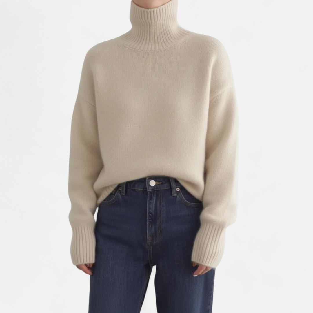 Loravene | Women’s Winter Turtleneck Jumper - Cashmere Design