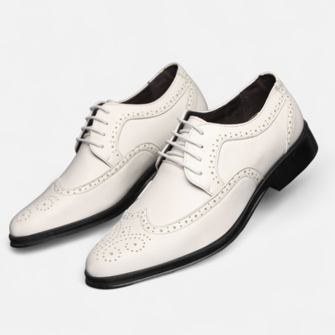 Loravene | Men’s Formal Shoes - English Style with Perforated Details