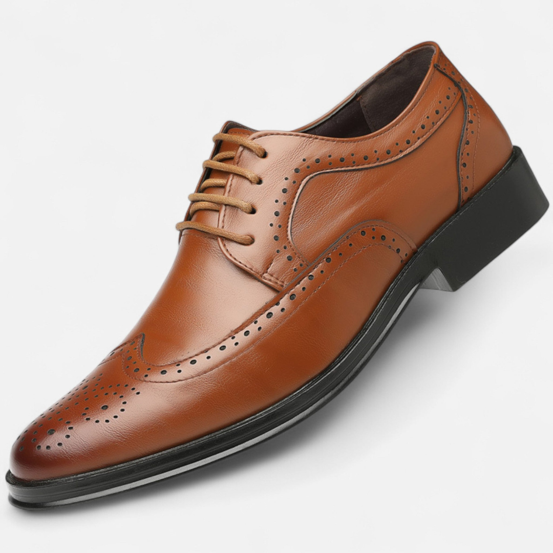 Loravene | Men’s Formal Shoes - English Style with Perforated Details