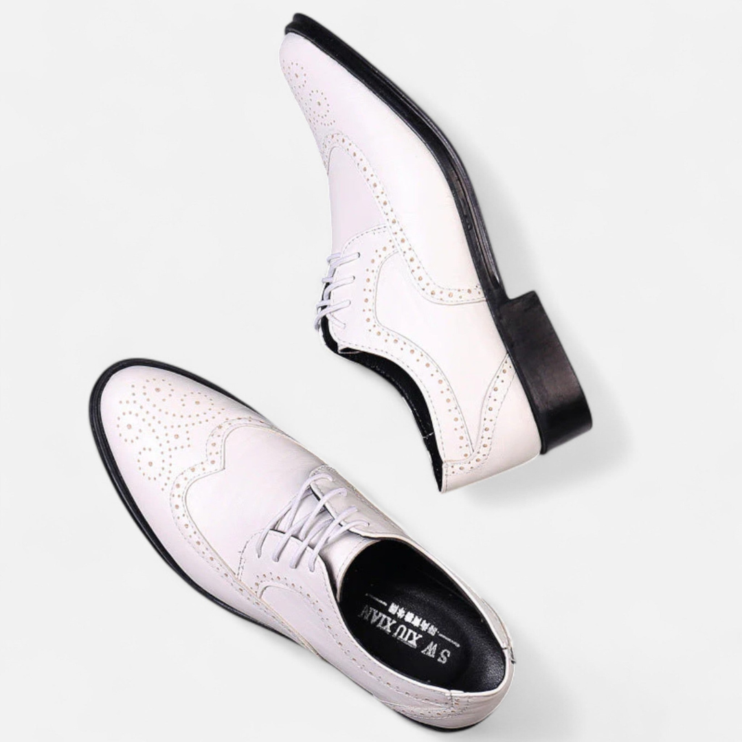 Loravene | Men’s Formal Shoes - English Style with Perforated Details