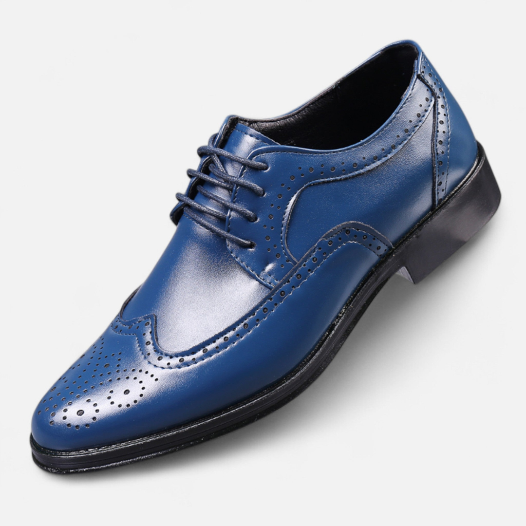 Loravene | Men’s Formal Shoes - English Style with Perforated Details