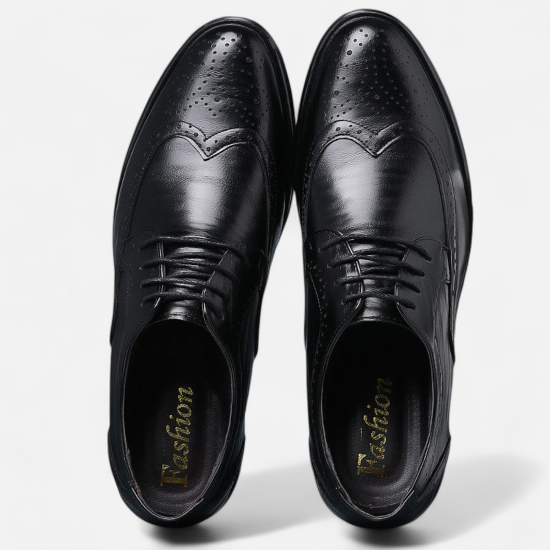 Loravene | Men’s Formal Shoes - English Style with Perforated Details