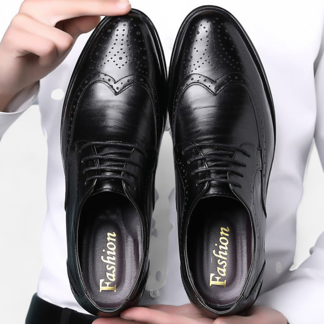 Loravene | Men’s Formal Shoes - English Style with Perforated Details