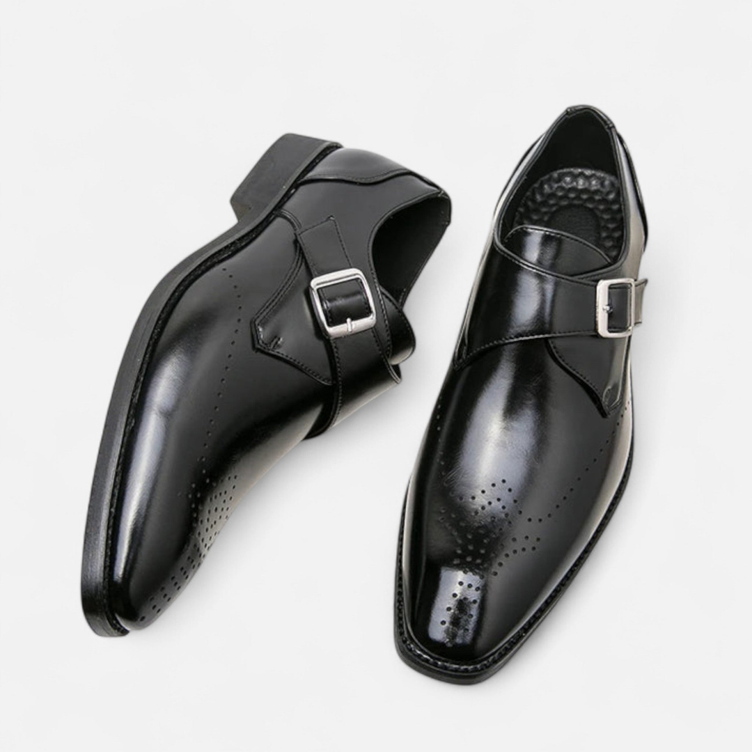 Loravene | Men’s Monk Strap Shoes - Ashford Design with Brogued Toe Cap