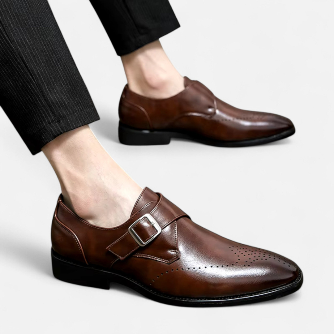 Loravene | Men’s Monk Strap Shoes - Ashford Design with Brogued Toe Cap