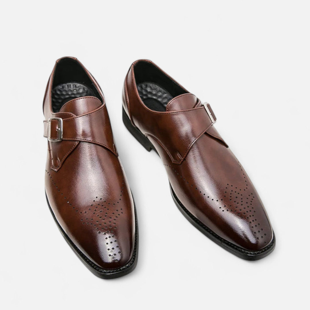 Loravene | Men’s Monk Strap Shoes - Ashford Design with Brogued Toe Cap
