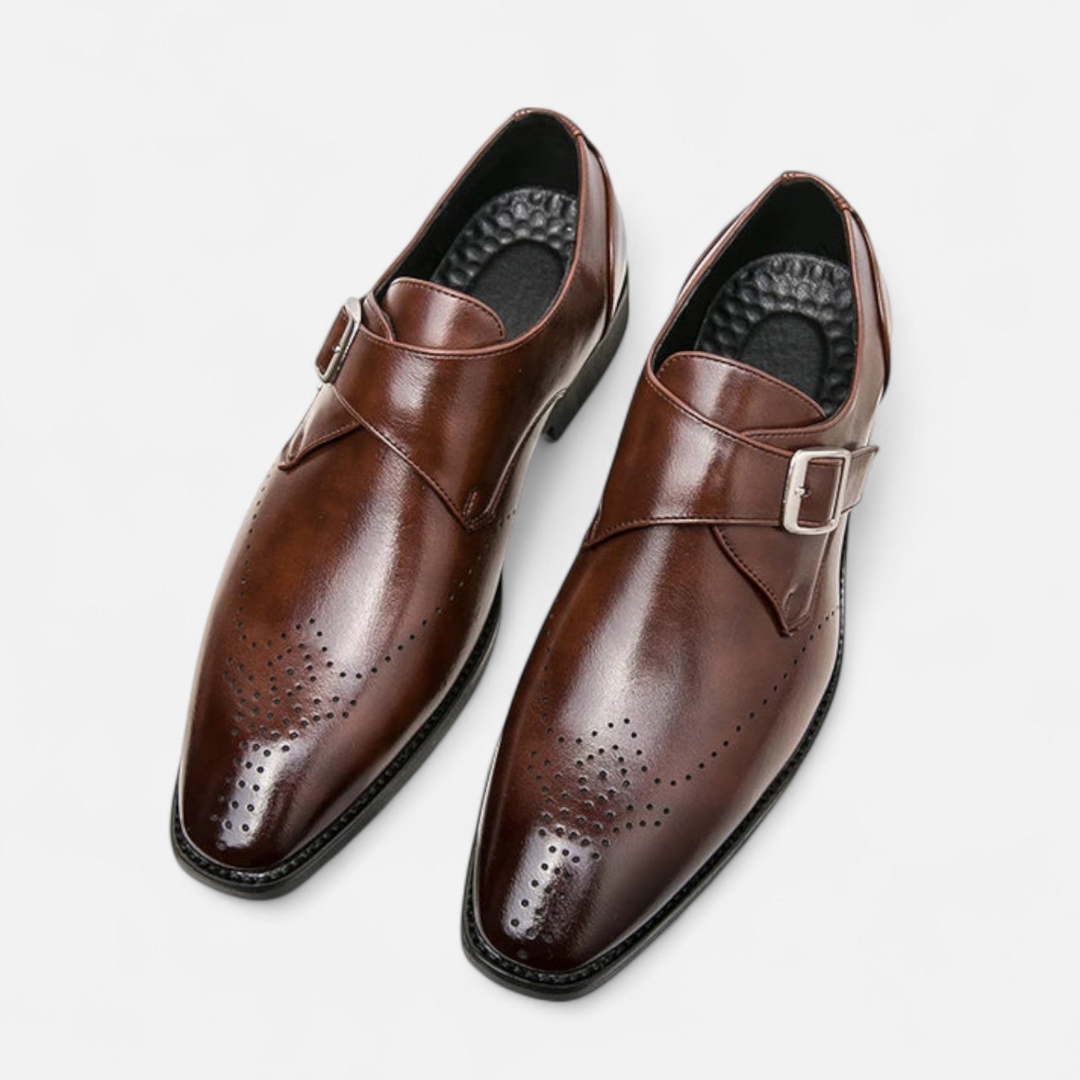 Loravene | Men’s Monk Strap Shoes - Ashford Design with Brogued Toe Cap