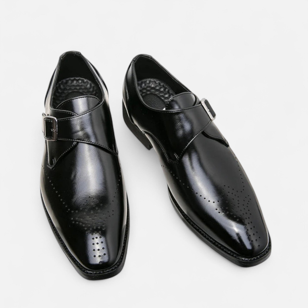 Loravene | Men’s Monk Strap Shoes - Ashford Design with Brogued Toe Cap