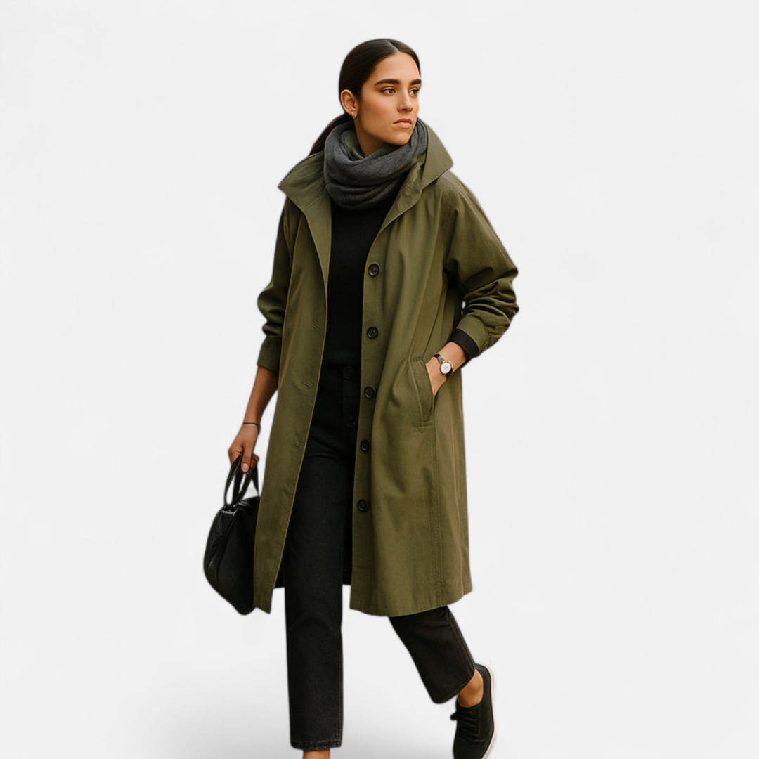 Loravene | Women’s Waterproof Trench Coat - Timeless Hooded Elegance