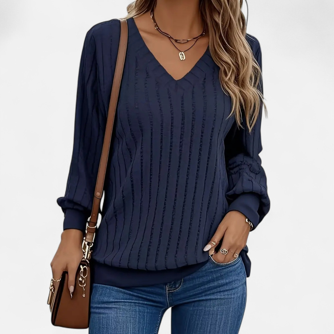 Loravene | Women’s Ribbed V-Neck Jumper