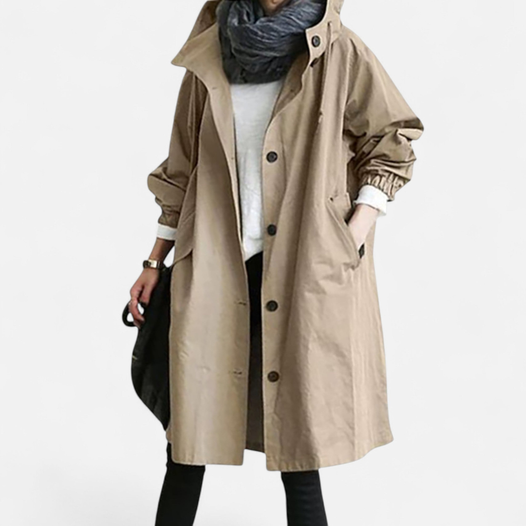 Loravene | Women’s Waterproof Trench Coat - Timeless Hooded Elegance