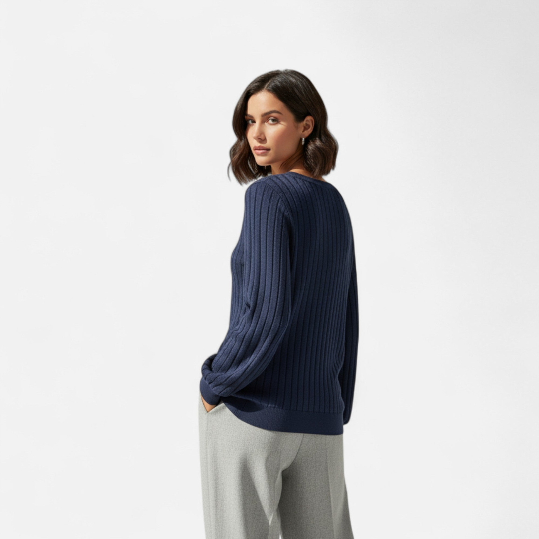 Loravene | Women’s Ribbed V-Neck Jumper