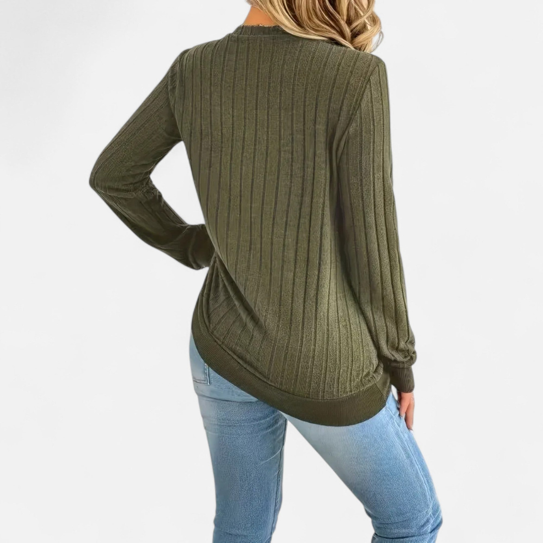 Loravene | Women’s Ribbed V-Neck Jumper
