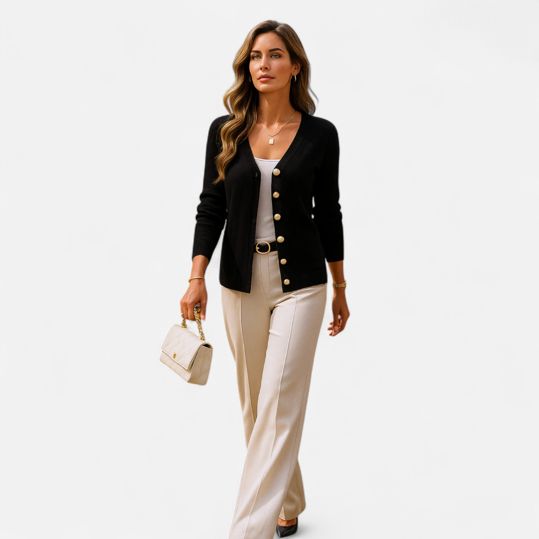 Loravene | Women’s Cardigan Solid Colour with Front Buttons