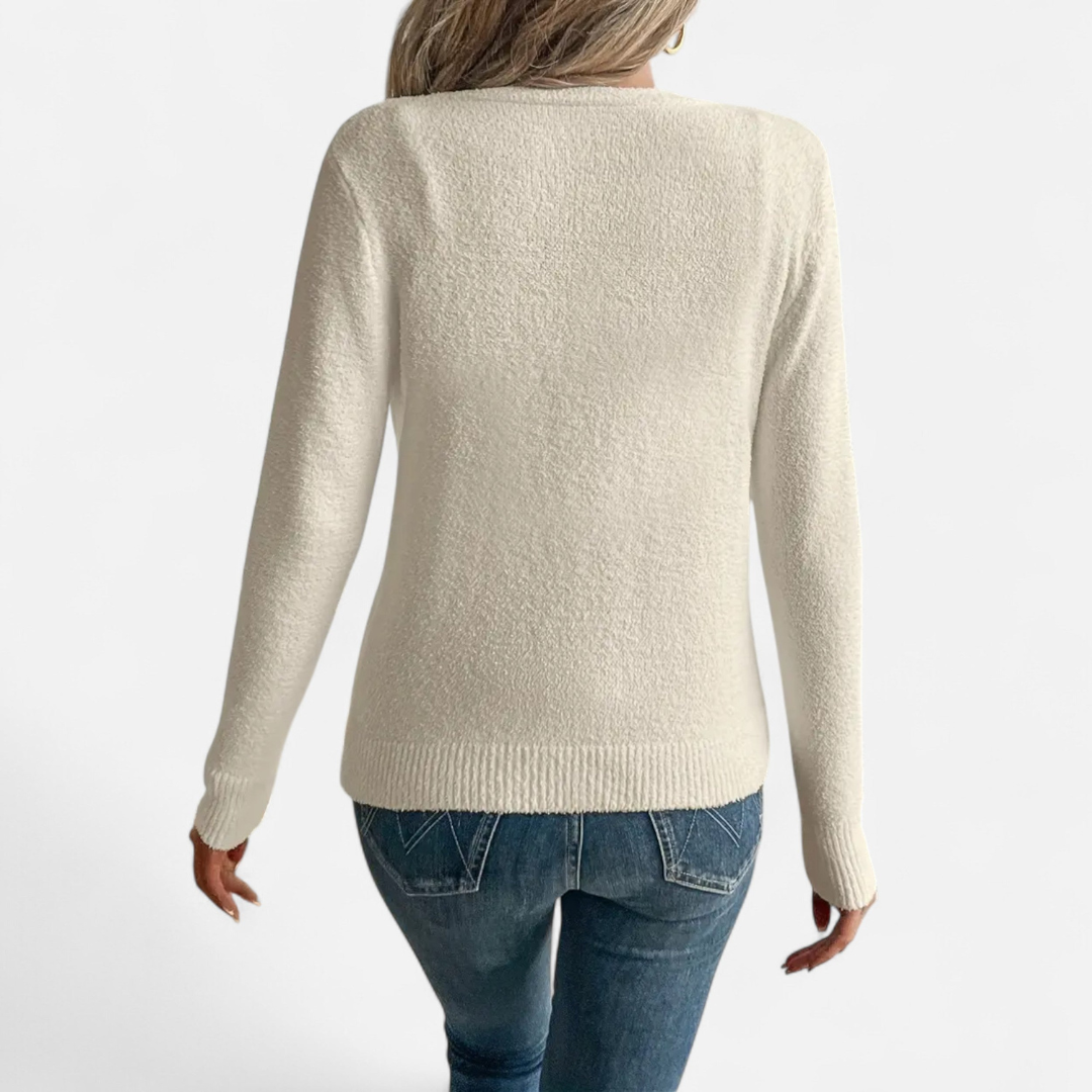 Loravene | Women’s Cardigan Solid Colour with Front Buttons