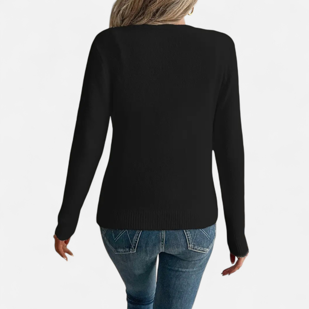 Loravene | Women’s Cardigan Solid Colour with Front Buttons