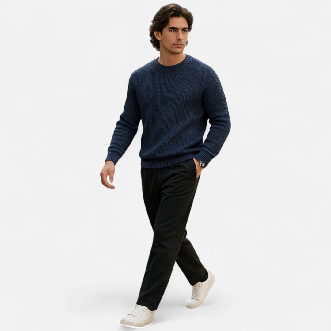 Loravene | Men’s Crew Neck Jumper - Handcrafted Premium Knitwear