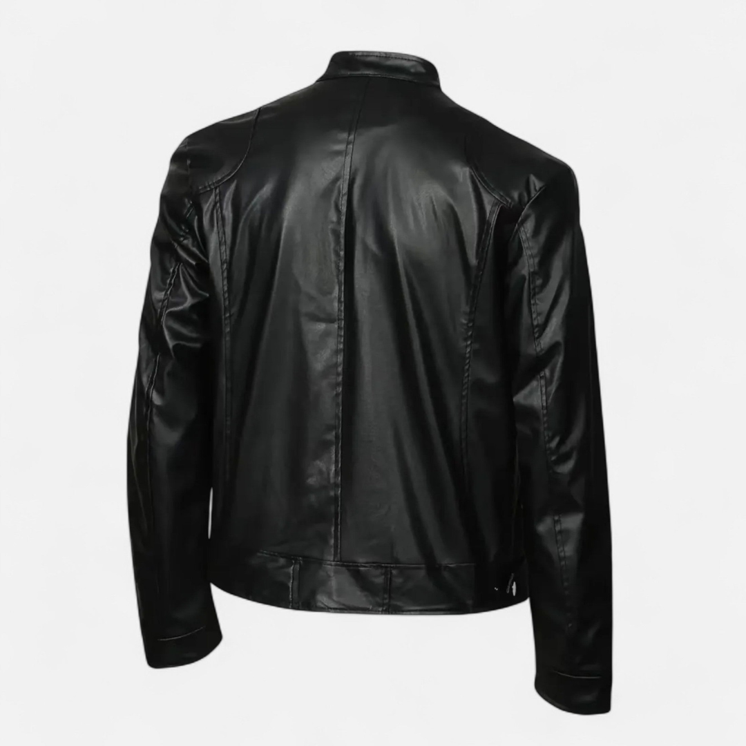 Loravene | Men’s Leather Jacket with Zip Detail