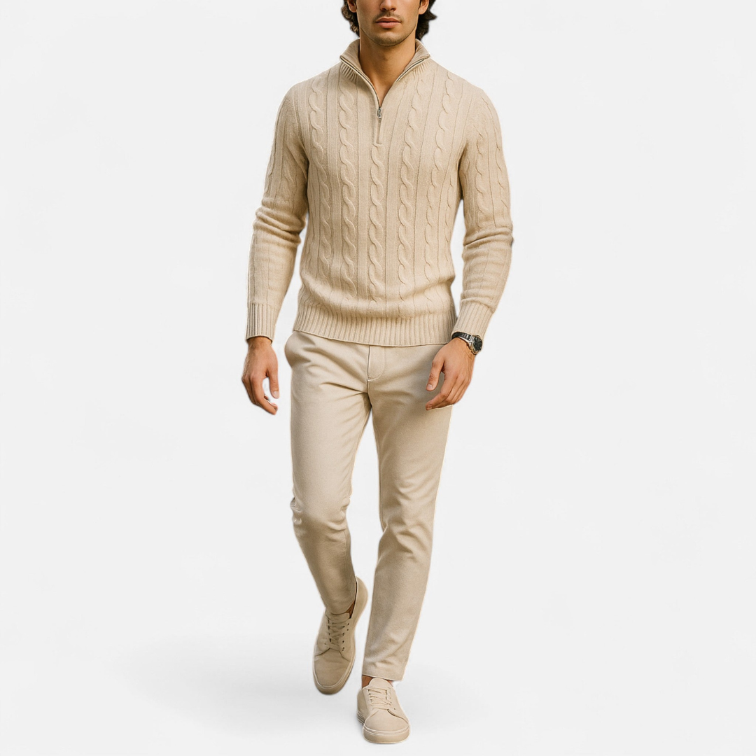 Loravene | Men’s Half Zip Jumper High-Neck Classic Style