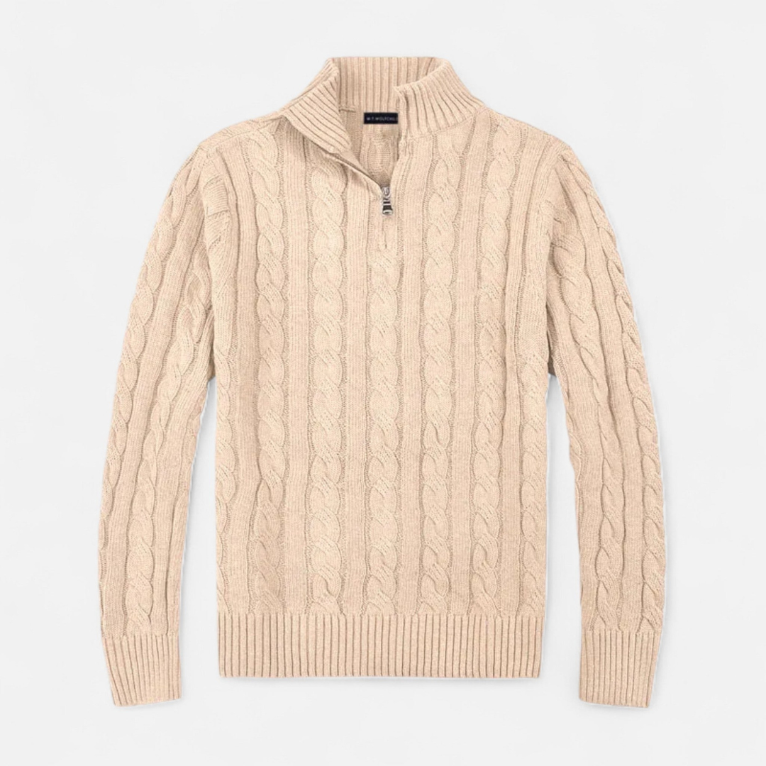 Loravene | Men’s Half Zip Jumper High-Neck Classic Style