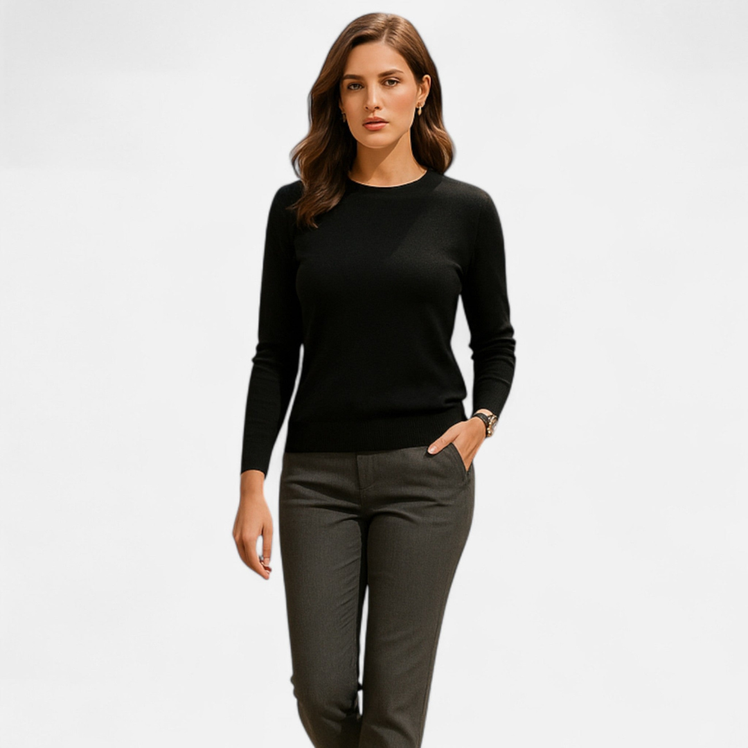 Loravene | Women’s Merino Wool Crew Neck Jumper Slim Fit
