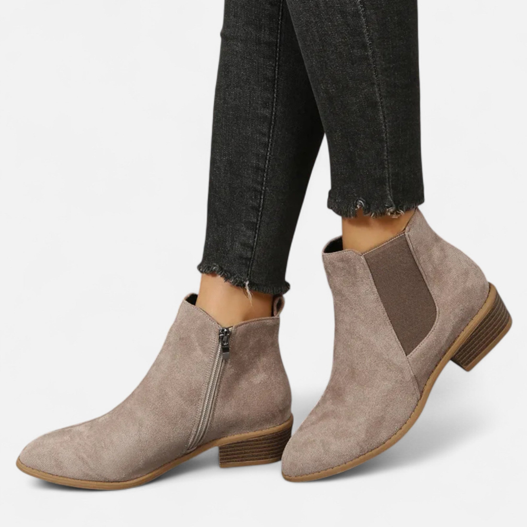 Loravene | Women’s Suede Chelsea Boots - Elegant Mid Heel Design
