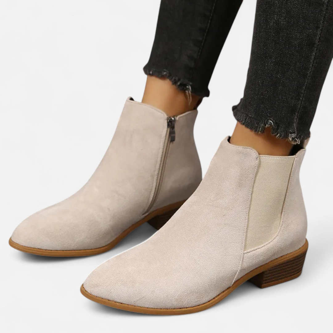 Loravene | Women’s Suede Chelsea Boots - Elegant Mid Heel Design