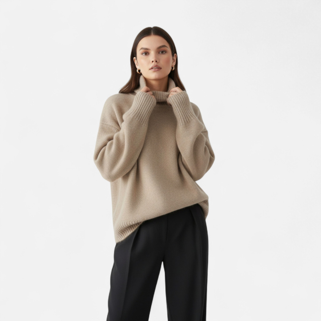 Loravene | Women’s Winter Turtleneck Jumper - Cashmere Design