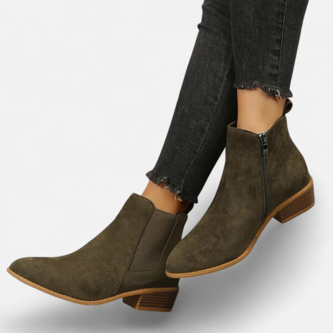 Loravene | Women’s Suede Chelsea Boots - Elegant Mid Heel Design