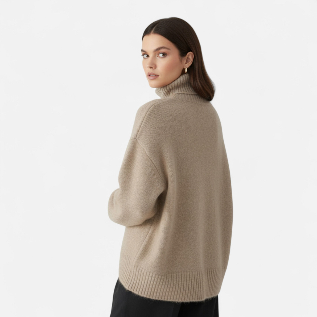 Loravene | Women’s Winter Turtleneck Jumper - Cashmere Design