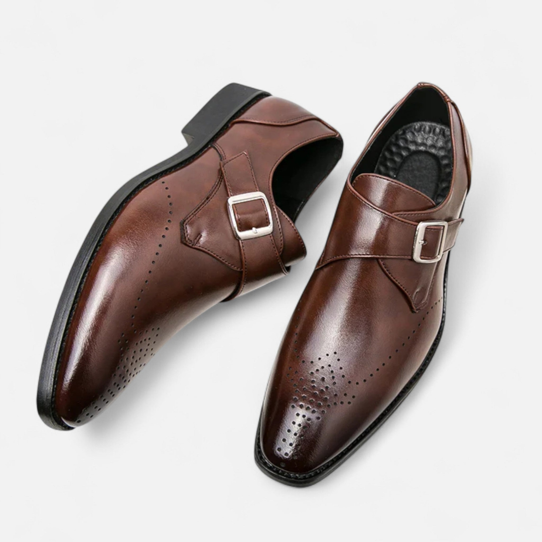 Loravene | Men’s Monk Strap Shoes - Ashford Design with Brogued Toe Cap