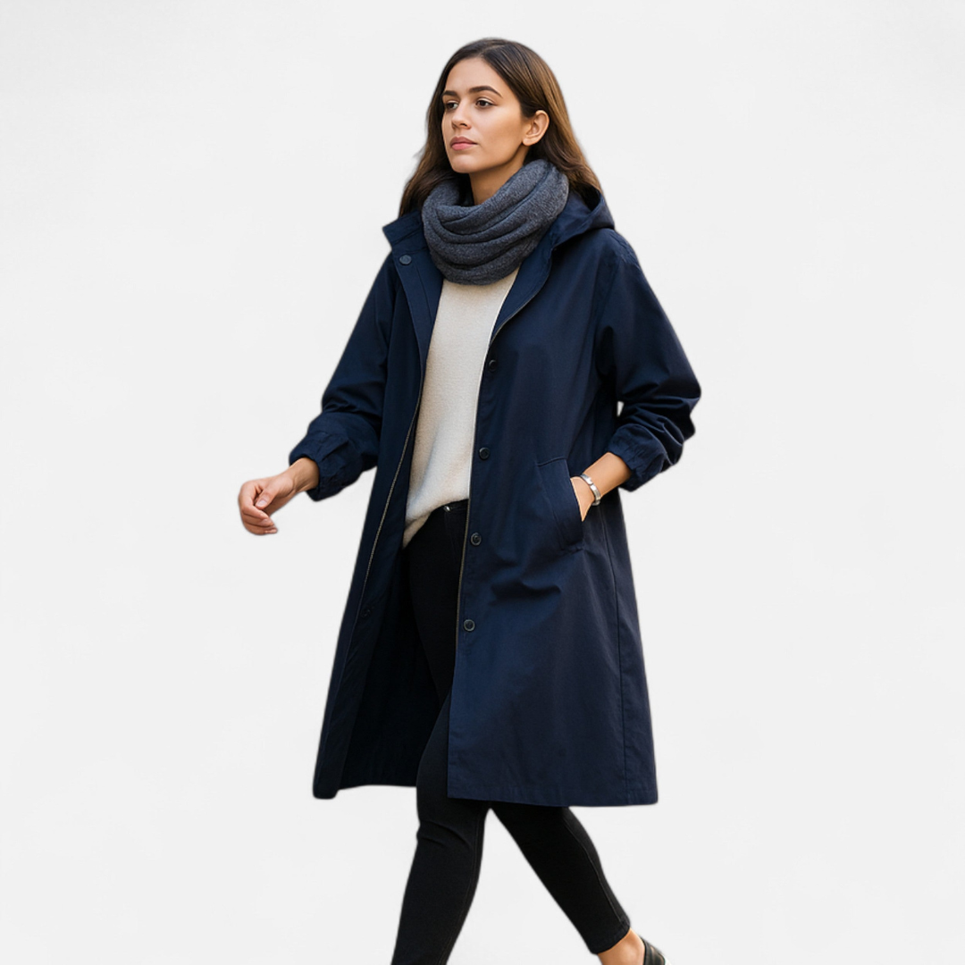 Loravene | Women’s Waterproof Trench Coat - Timeless Hooded Elegance