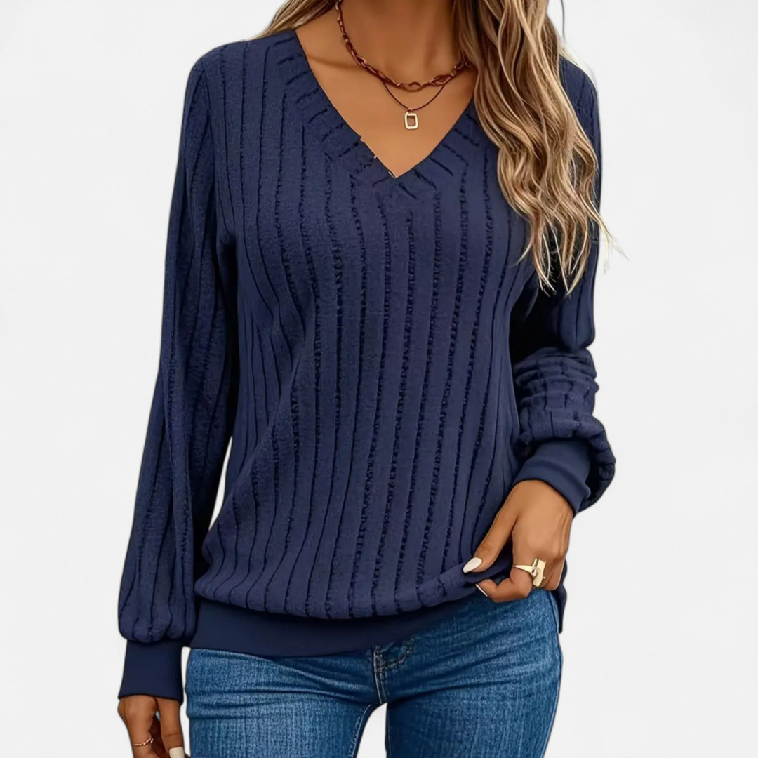 Loravene | Women’s Ribbed V-Neck Jumper