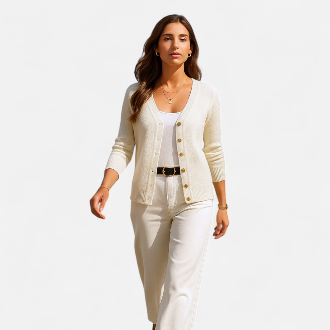 Loravene | Women’s Cardigan Solid Colour with Front Buttons